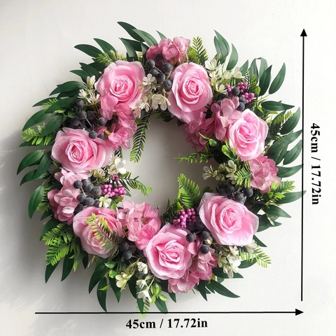 Künstlicher Rosenkranz Mit Lila Beeren Hortensien Und Grünen Blättern Für Haustür Hochzeitsfeier Haus Dekoration Girlande