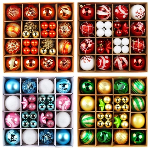 Set Scatola Regalo Palle di Natale Glitter Opache Galvaniche Fiocco di Neve Dipinto Decorazioni per Feste e Casa Natale