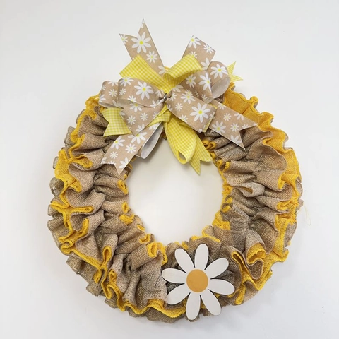 Moderne Gänseblümchen Blumenkranz Kunststoff Frühlingsfest Party Zuhause Wandbehang Dekoration Pastoraler Stil Blumenkranz