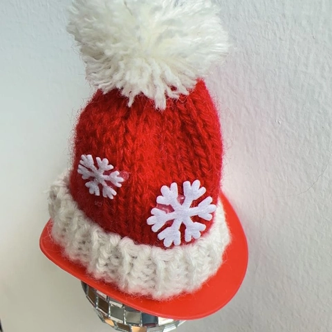 Weihnachts-Disco-Spiegelkugel Hängende Dekoration Mit Rot Weiß Gestrickter Schneeflockenmütze Festliche Party Haus Deko Anhänger