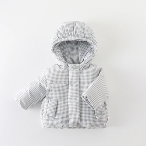 Baby Meisjes Gingham Donsjack Met Capuchon Witte Eendendons Dikke Warme Winterjas Peuter Geruite Gewatteerde Mantel