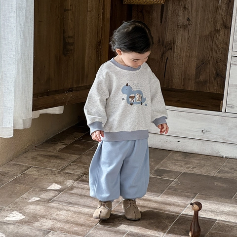 Vêtements en Coton pour Petit Garçon Coréen Sweat-Shirt Et Pantalon Tenue Décontractée Imprimé Bus Dinosaure Manches Longues Printemps Vêtements de Sport