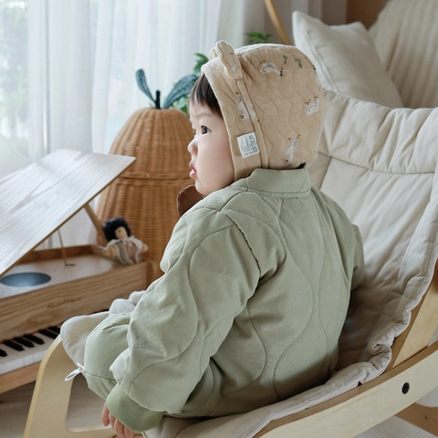 Pagliaccetto Imbottito Trapuntato Autunno Inverno per Neonato Con Cappello Doppia Cerniera Ispessito Orso Cartone Animato