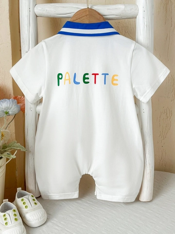 Summer Newborn Baby Short Sleeve Romper Artist Painter Theme Cotton Blend Palette Print Infant Jumpsuit Casual Clothes