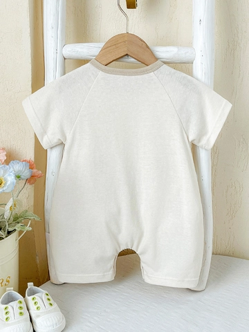 Schattige Olifant Print Baby Romper Korte Mouw Met 3D Oren Zomer Dunne Katoenmix Onesie Baby Jongen Koreaanse Stijl Jumpsuit