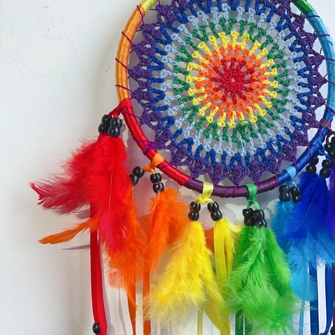 Acchiappasogni Regenbogen Fatto a Mano Appendere a Parete Colorato Boemo Ornamento per Casa Camera da Letto Decorazione Murale Ciondolo