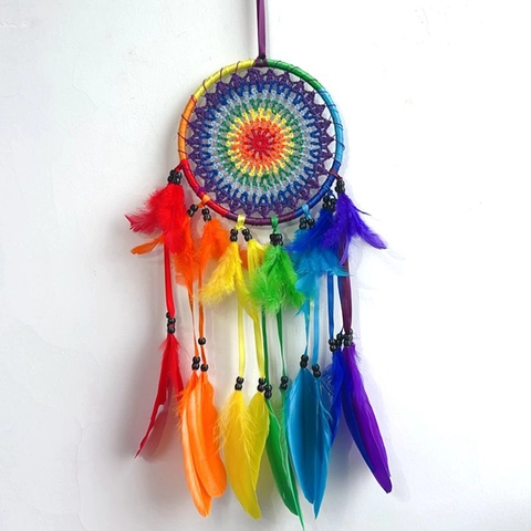Acchiappasogni Regenbogen Fatto a Mano Appendere a Parete Colorato Boemo Ornamento per Casa Camera da Letto Decorazione Murale Ciondolo