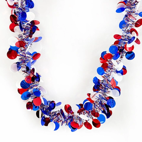 Ghirlanda di Tinsel Patriottica Giorno dell'Indipendenza Rosso Bianco Blu Decorazione Per Festa Casa Parete Evento