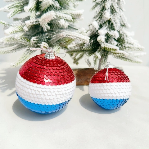 Ornements de Boule à Paillettes Jour de l'Indépendance USA Rouge Blanc Bleu Boules en Mousse à Suspendre Pour Fête