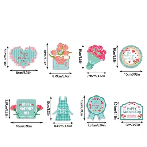 Moederdag Hangende Ornamenten Bedrukte Papieren Labels Hart Bloem Ontwerp Voor Feestelijke Cadeau Decoratie Moederdag Feest