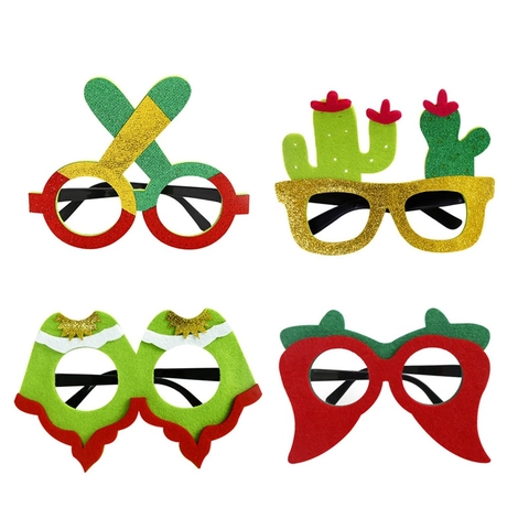 Occhiali da Festa per Carnevale Messicano Cinco De Mayo Cactus Peperoncino Rosso Brillantini Feltro Occhiali Decorazione Foto