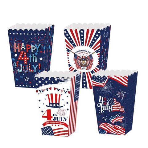 Unabhängigkeitstag Popcorn Boxen Patriotische Snack Behälter 4 Juli Party Dekorationen Sterne Streifen Adler Papier Leckerli Boxen Für Gäste
