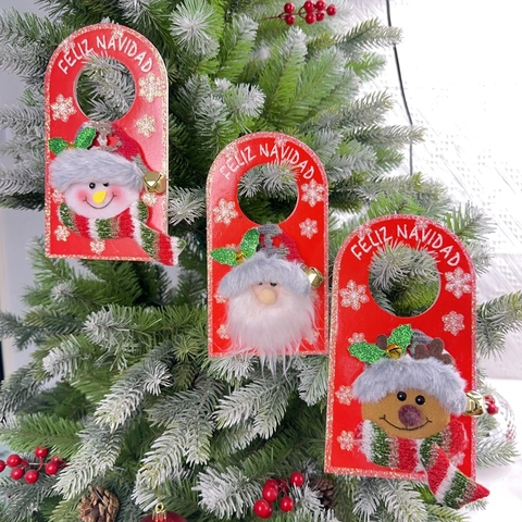 Feliz Navidad Weihnachten Weihnachtsmann Schneemann Elch Türgriff Anhänger Schaumstoff KT Board Dekoration Für Haus Hotel