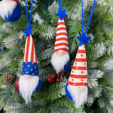 USA Independence Day Gnome Ornaments Patriotic Fourth Of July Gonks Plush Hanging Decoration For Home Tree Party Decor