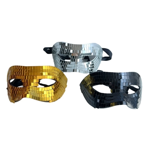 Maschera a Specchio Disco Riflettente in Mosaico di Vetro Halloween Maschera Intera e Mezza Retro Party Maschera di Vetro Fatta a Mano