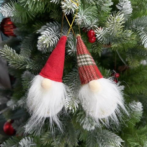 Addobbi Natalizi Gnomo Babbo Natale Con Palla Trasparente Cappello Maglia Quadri Particelle Schiuma Decorazioni Albero