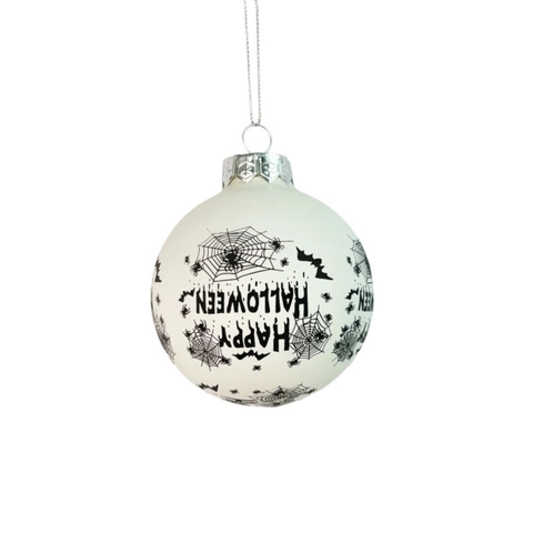 Sfera Decorativa di Halloween Ornamento Sospeso in Plastica Stampa Zucca Teschio Pipistrello Ragno per Festa Casa Decorazione