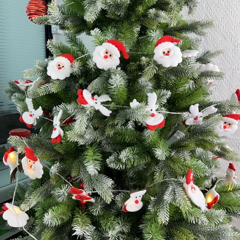 Luces LED de Navidad Papá Noel Muñeco de Nieve Reno Muñeco de Peluche Luces USB para Decoración de Árbol