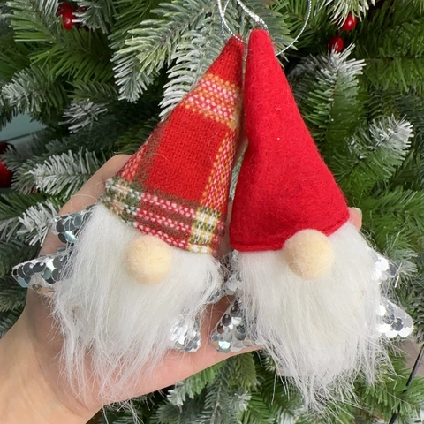 Addobbi Natalizi Gnomo con Paillettes Stella Albero Babbo Natale Senza Volto Decorazioni in Peluche per Albero di Natale Casa