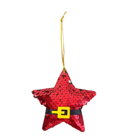 Decorazione da Appendere Stella di Natale con Paillettes Design Cintura di Babbo Natale Stella Luccicante per Albero di Natale