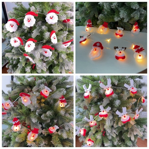 Luces LED de Navidad Papá Noel Muñeco de Nieve Reno Muñeco de Peluche Luces USB para Decoración de Árbol