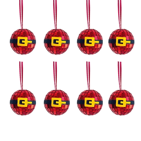 Addobbi Natalizi Sfera Specchio Disco Rossa Cintura Babbo Natale Decorazioni in Vetro da Appendere per Albero di Natale