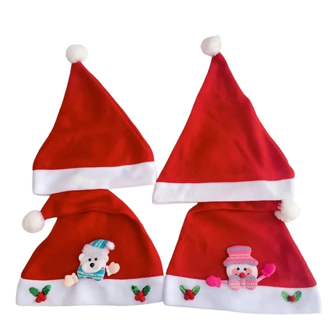 Cappello Di Natale Decorazione Per Adulti Bambini Cartone Animato Babbo Natale Pupazzo Di Neve Renna Orso Peluche Pompon Festa Regali