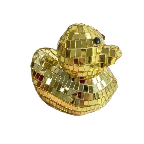 Disco Kugel Spiegel Ente Figur Handgefertigt Glas Mosaik Ente Statue Funkeln Retro Party Kerstmis Desktop Deko Ornament