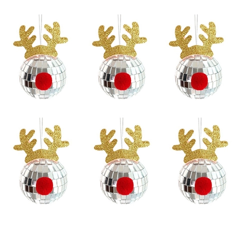 Weihnachten Rentier Discokugel Hängende Verzierung Spiegel Glasball Dekor Für Weihnachtsbaum Festliche Party Rudolph Hirsch Dekorationen