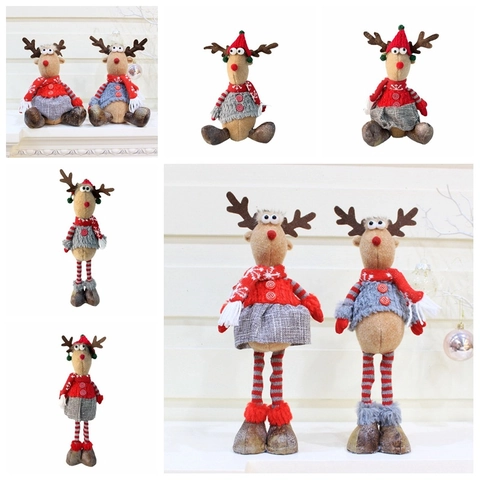 Weihnachten Rentier Plüschpuppe Ornamente Gestrickter Stoff Elch Figur Für Weihnachtsfeier Haus Deko Stehend Sitzend Hirsch