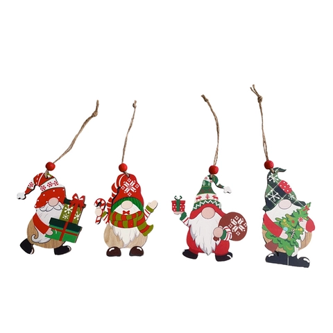 Addobbi Natalizi in Legno Gnomi da Appendere Figurina Tomte Svedese Dipinta Decorazione per Albero di Natale Casa Festa