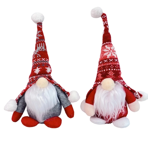 Gnomo di Natale Nordico Ornamento di Peluche Bambola Senza Volto Con Motivo a Renna e Fiocco di Neve Decorazione da Tavolo per Casa