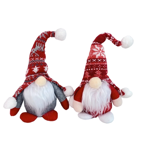 Gnomo di Natale Nordico Ornamento di Peluche Bambola Senza Volto Con Motivo a Renna e Fiocco di Neve Decorazione da Tavolo per Casa