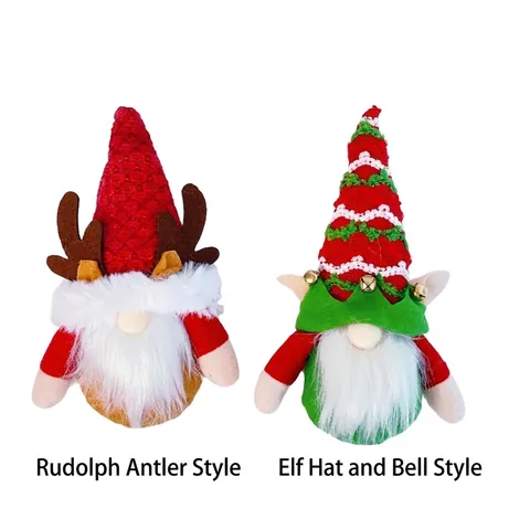 Ornamenti di Peluche Gnomo di Natale Fatti a Mano Corna di Rudolph Cappello da Elfo Campanelli Decorazione Pendente Albero