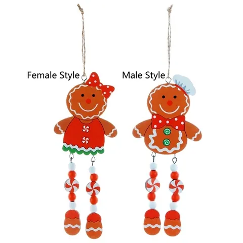 Weihnachten Lebkuchenmann Holz Hängeornament Bemalt Baumelbeine Cartoon Puppe Für Weihnachtsbaum Party Zuhause Deko