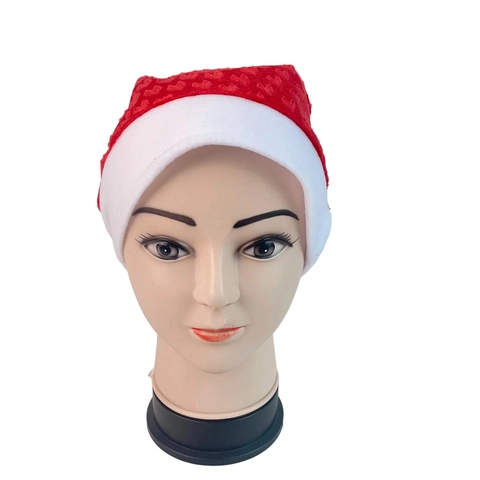 Gorro de Navidad de Felpa con Corazón en Relieve Rojo y Blanco Gorro de Papá Noel para Adultos Decoración de Fiesta