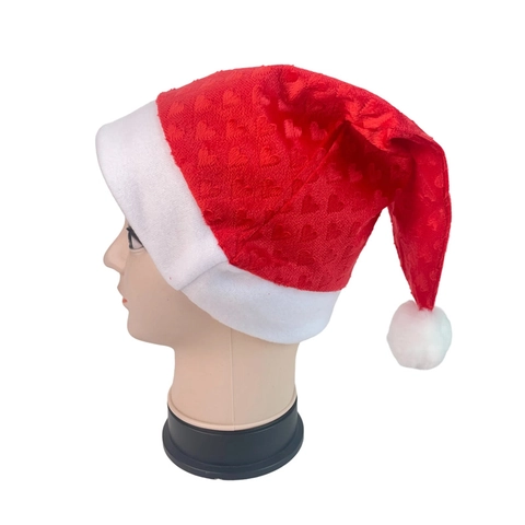 Gorro de Navidad de Felpa con Corazón en Relieve Rojo y Blanco Gorro de Papá Noel para Adultos Decoración de Fiesta