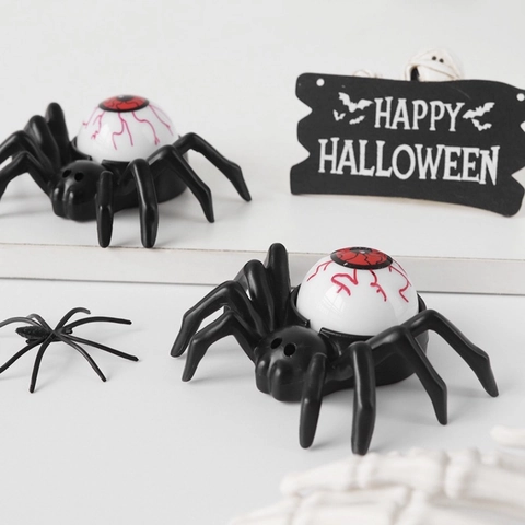 Luce LED a Bulbo Oculare di Ragno di Halloween Giocattolo di Ragno con Occhio Insanguinato per Decorazione Festa