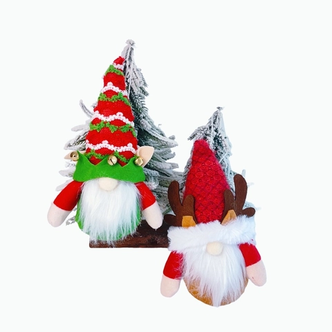 Ornamenti di Peluche Gnomo di Natale Fatti a Mano Corna di Rudolph Cappello da Elfo Campanelli Decorazione Pendente Albero