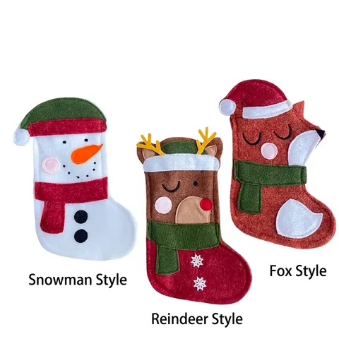 Cartoon Filz Weihnachtsstrumpf Geschenktüte Schneemann Rentier Fuchs Hängende Dekoration Festliche Party Urlaub Home Deko