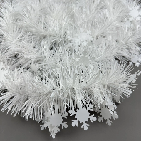 Ghirlanda di Fili Natalizi Bianchi con Fiocchi di Neve Decorazione Appesa per Albero di Natale Casa Festa Vacanze