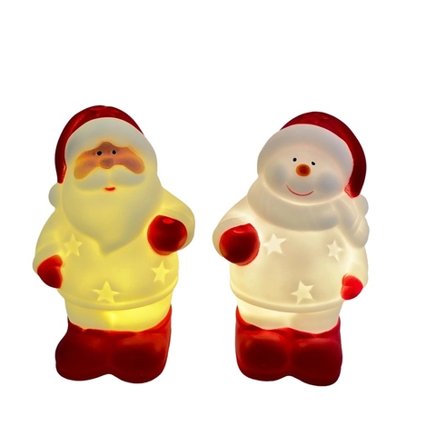 Simpatica Luce Notturna LED di Babbo Natale e Pupazzo di Neve di Natale Ornamento da Scrivania in Vinile Luminoso per Decorazioni