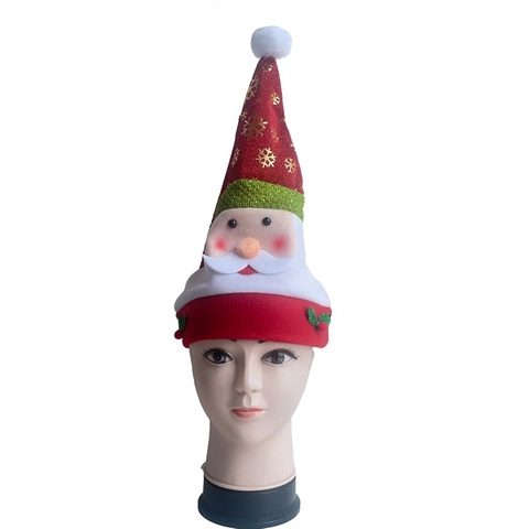 Bonnet de Noël en Peluche avec Marquage à Chaud pour Adultes Dessin Animé Père Noël Renne Décoration de Fête de Noël Accessoires de Déguisement