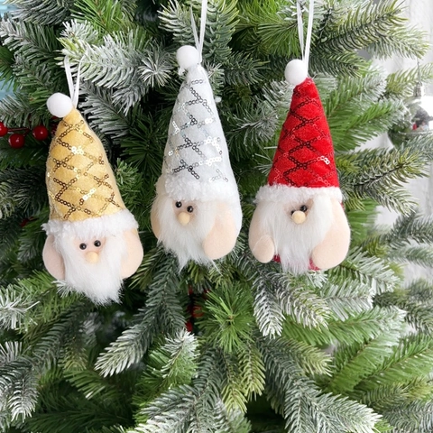 Gnomi di Natale Ornamenti di Peluche Paillettes Babbo Natale Nano Decorazioni Sospese per Albero di Natale Festa Decorazione