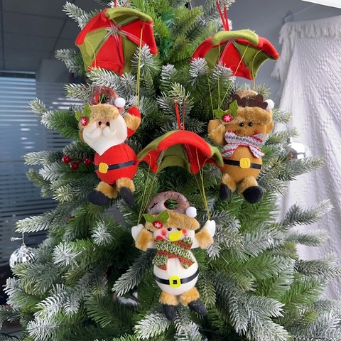 Weihnachten Fallschirm Plüschpuppe Anhänger Dekoration Weihnachtsmann Schneemann Rentier Baumschmuck Home Party Festliche Deko
