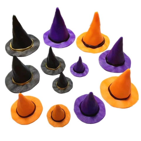 Mini Cappelli da Strega di Halloween in Plastica PVC Cappello da Mago Per Accessori Gioielli Fai-da-te Decorazioni per Torte