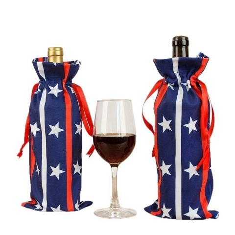 USA Unabhängigkeitstag Weinflaschenhülle Stars Stripes Amerikanische Flagge Patriotische Wein Geschenktüte Party Deko