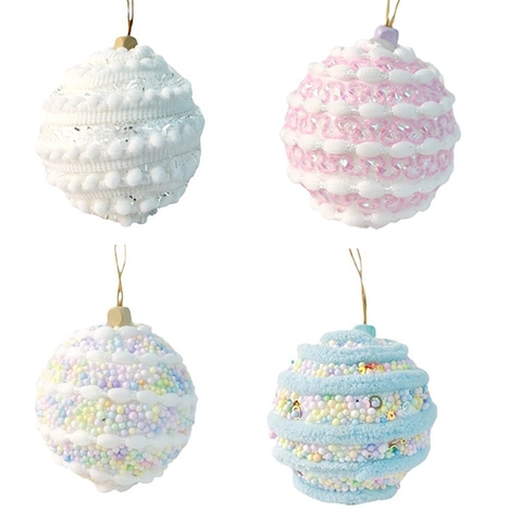 Palle di Natale in Schiuma Macaron Decorazioni per Albero Con Perline di Schiuma e Paillettes Decorazioni Pendenti per Festa di Natale Casa Asilo
