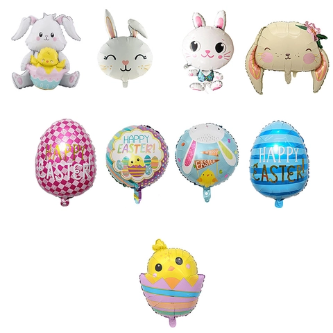 Easter Rabbit Chick Egg Aluminum Foil Balloon Festive Party Scene Decoration Happy Easter Letter Round Balloon Decor For Kids