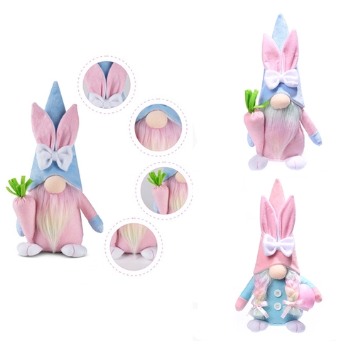 Gnomi di Pasqua Decorazioni in Peluche Bambola Senza Volto Con Orecchie di Coniglio Carota Uovo per la Casa Tavolo Festa Decorazione Regalo